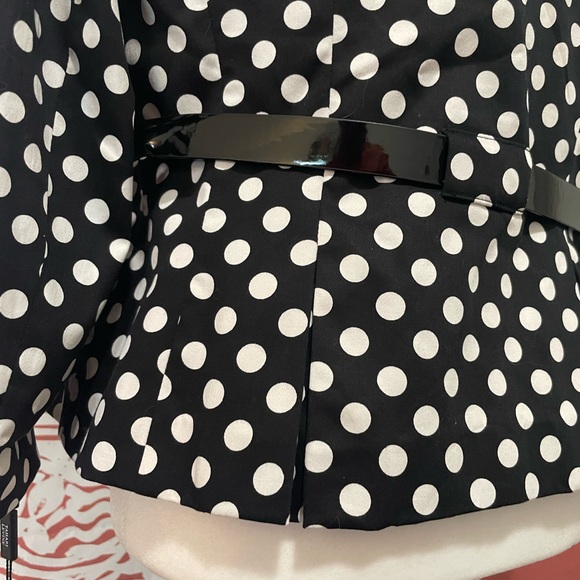TAHARI size 8 medium petite women’s blazer, Jacket, black white polka dot - Picture 4 of 11